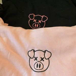 Shane Dawson Pink and Black pig logo hoodies
